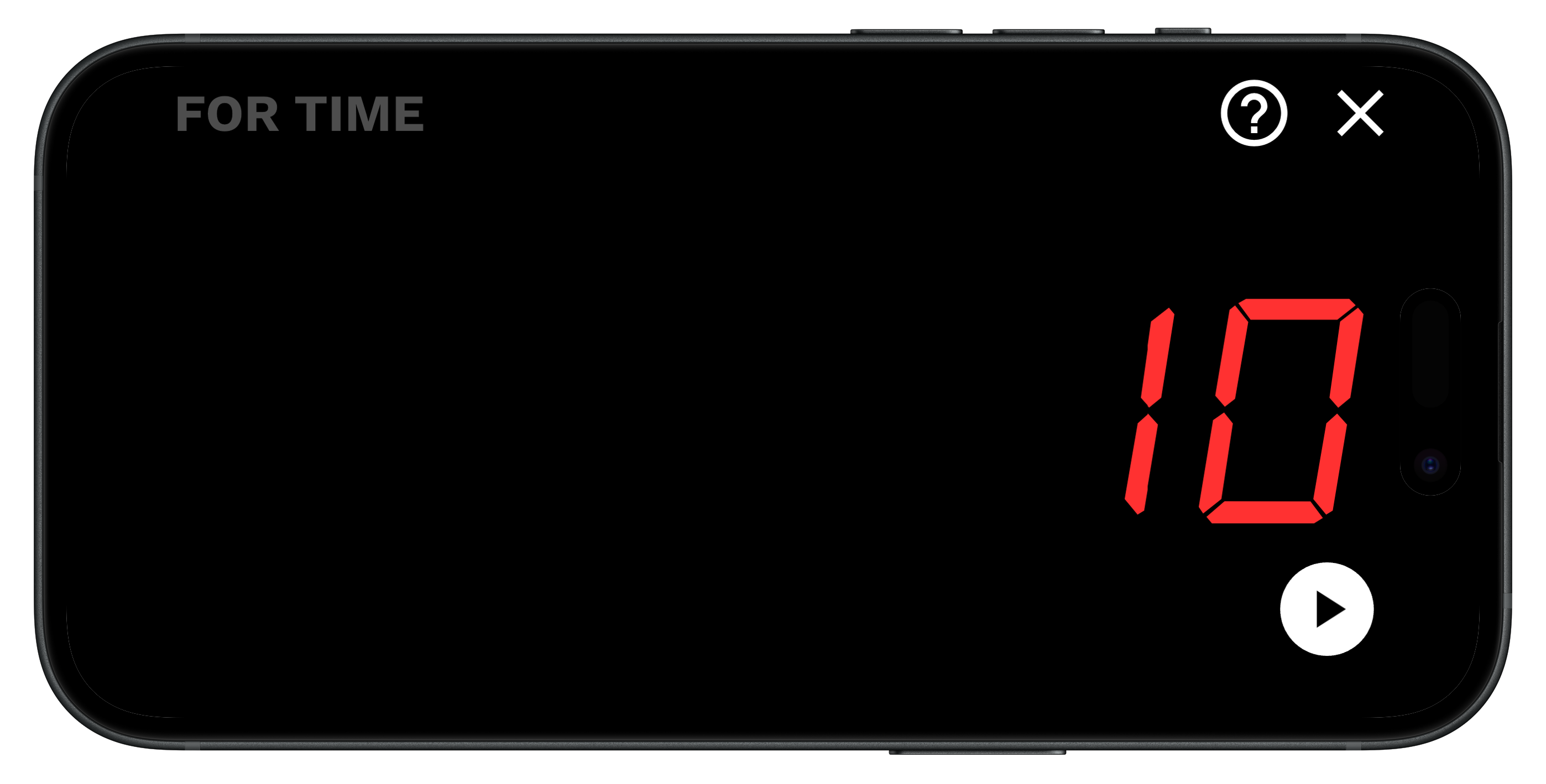 The For Time timer countdown screen