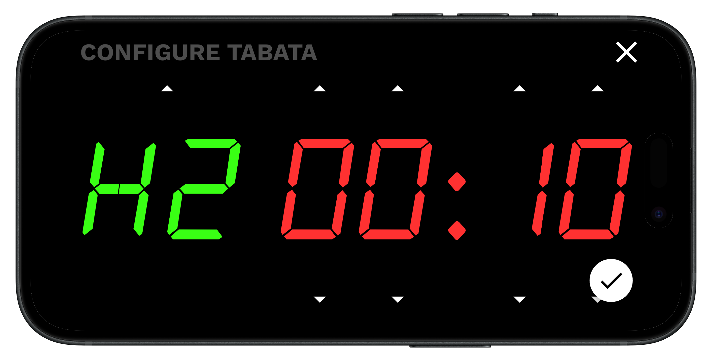 Configuring rest time in the Tabata timer